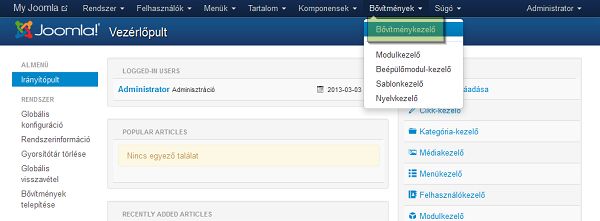 Új sablon telepítése Joomla 3-nál