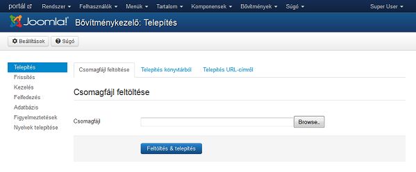 Joomla 3 kiegészítők telepítése